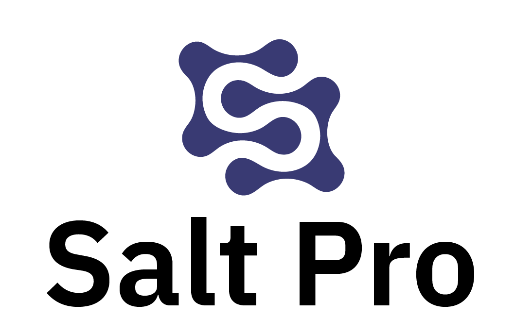 Логото на Salt Pro с лилав знак и черен надпис